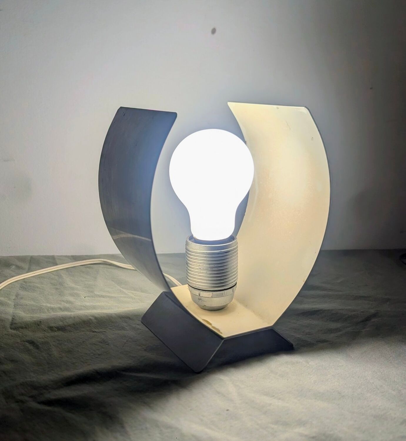 Table Lamp Space Age Design Vintage 70s Brushed Aluminium