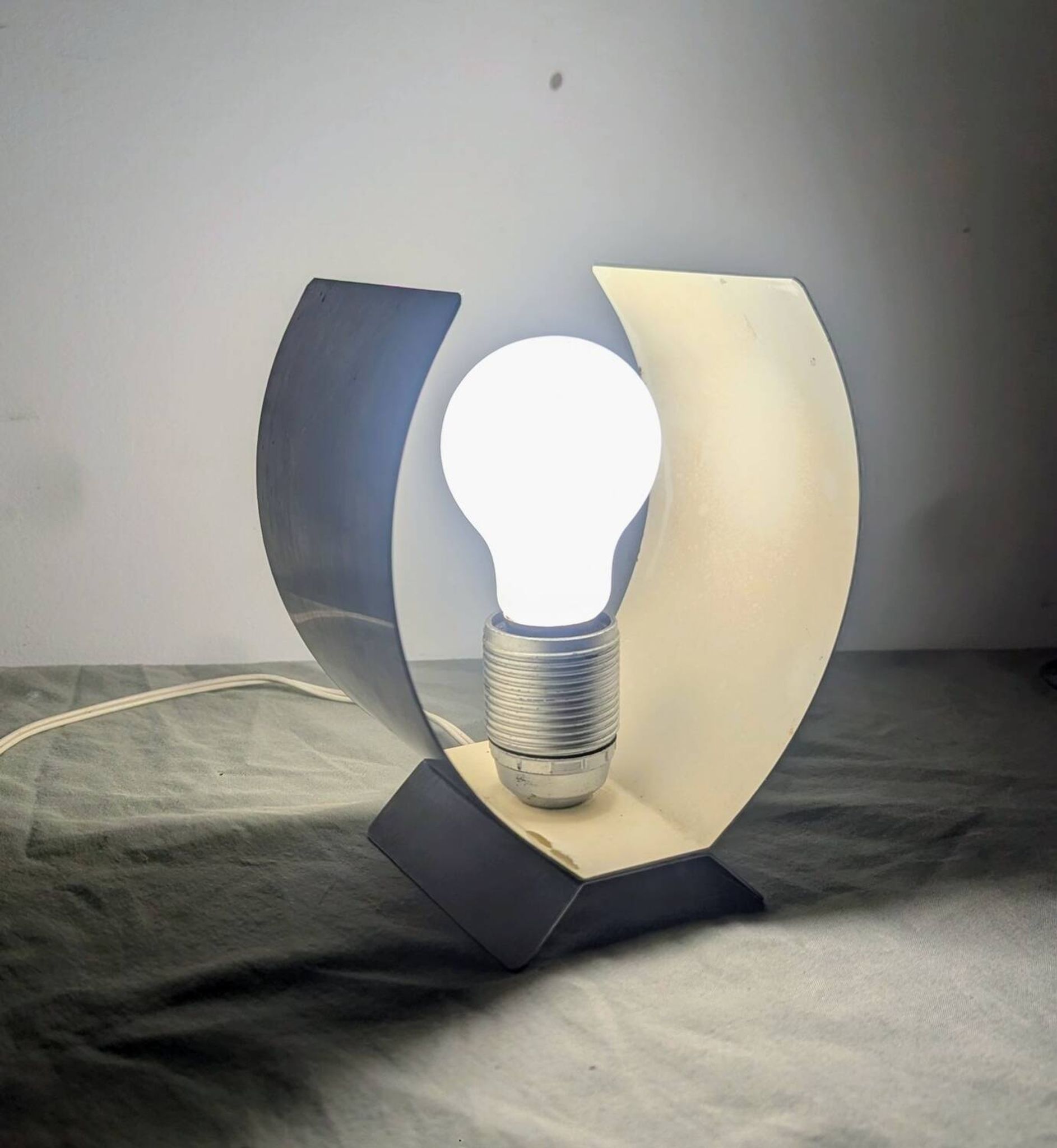 Table Lamp Space Age Design Vintage 70s Brushed Aluminium