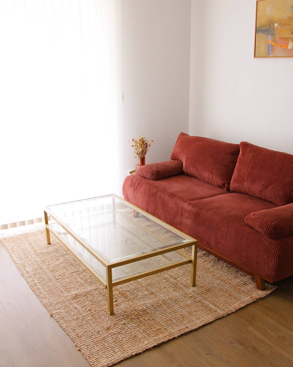 Vintage gold metal coffee table