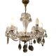 Suspension lustre ancien en verre taillé et pampilles – 6 bras
