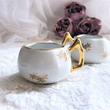 Paire de salerons salières en porcelaine de Luxe de France