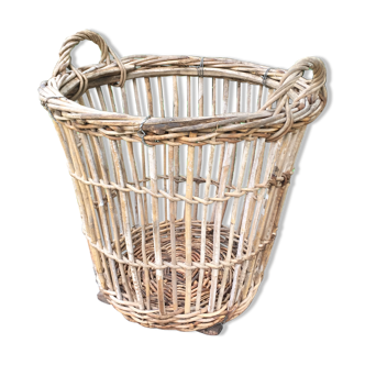 Panier en osier et rotin vintage 1950 -1960