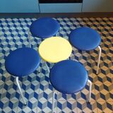 Set of 5 tripod stools 1950 in leatherette