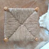 Wooden and straw stool