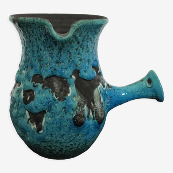Ceramic pitcher in blue and black color "sea foam"