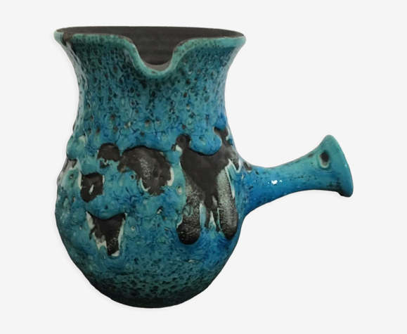 Pichet céramique de couleur bleue et noir "écume de mer"
