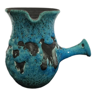 Ceramic pitcher in blue and black color "sea foam"