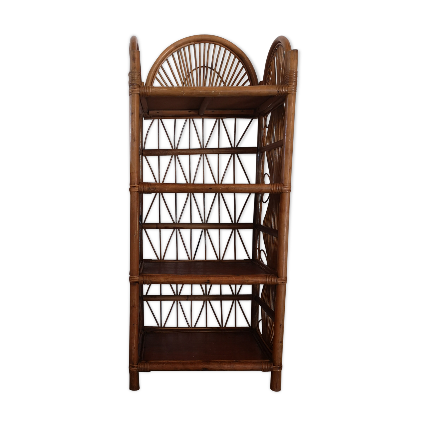 Vintage library in rattan peacock