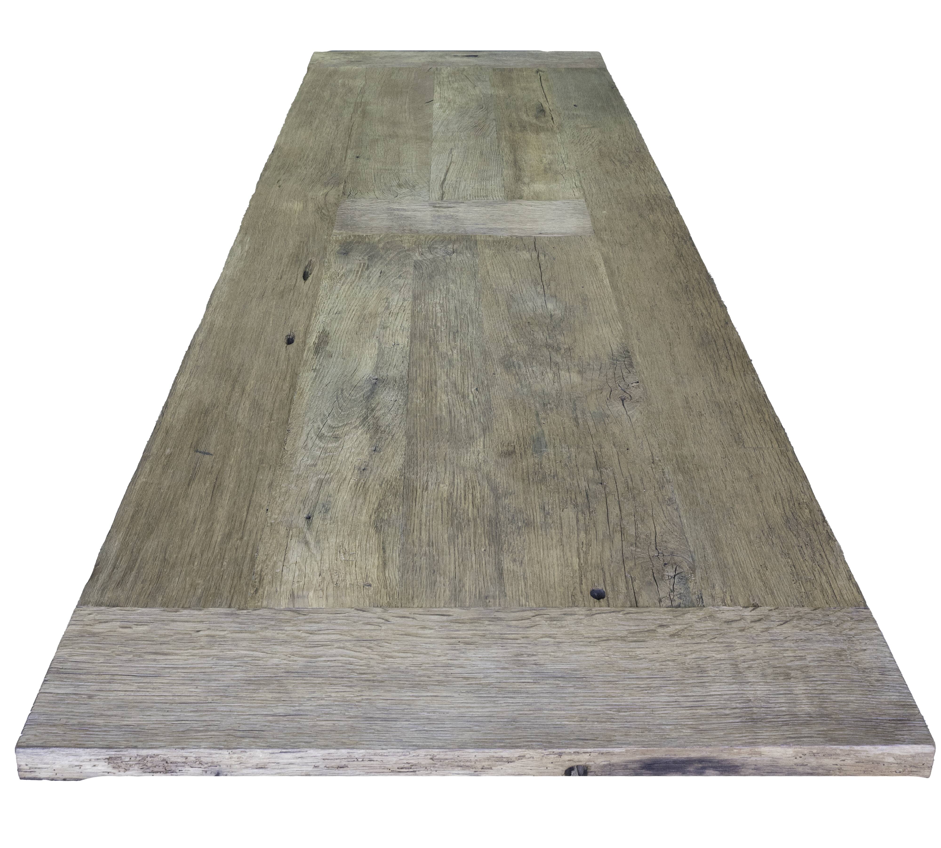 Grande table à manger en chêne massif récupéré, 280 × 100 × 75 cm