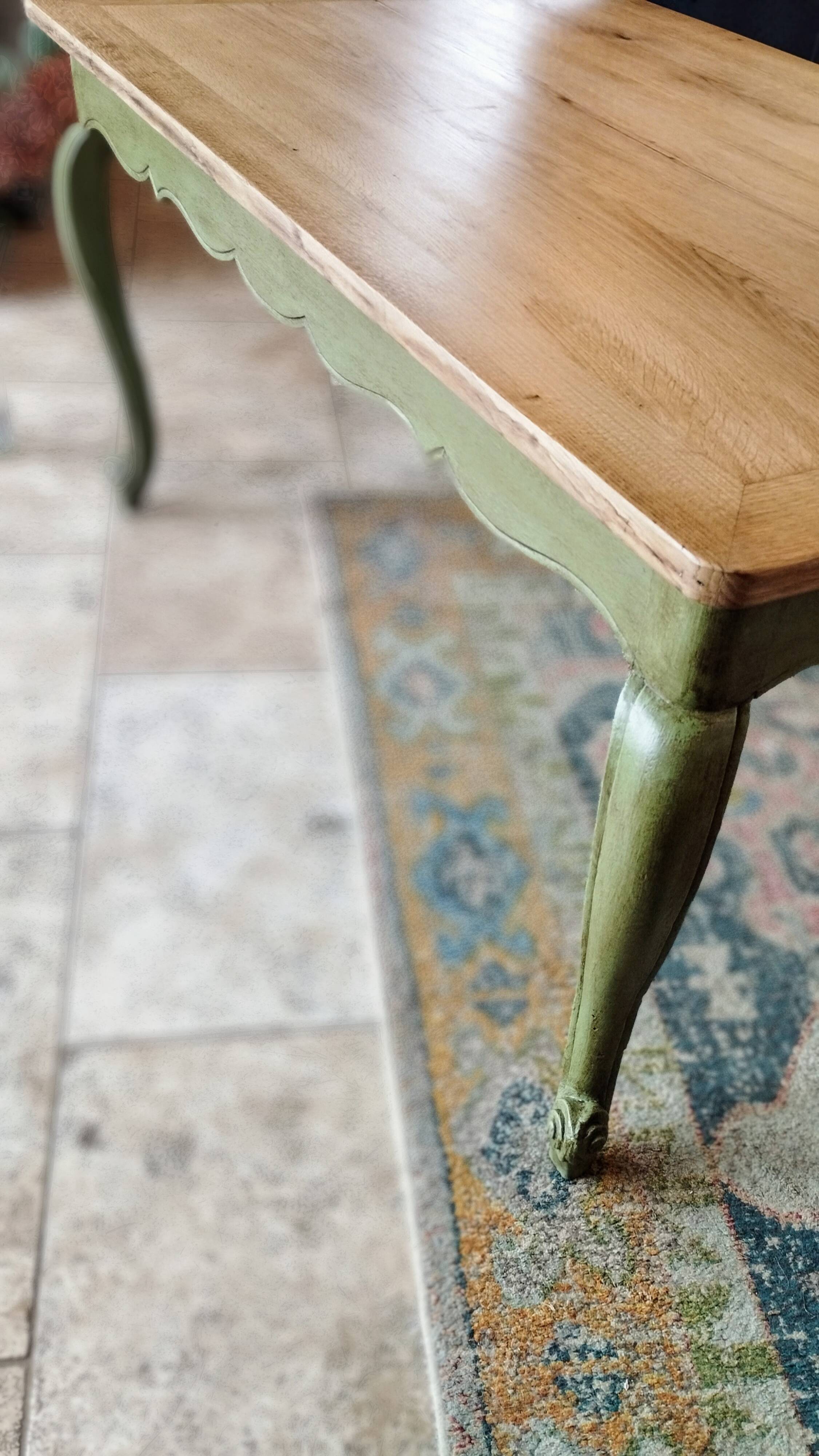 Olive green patinated table