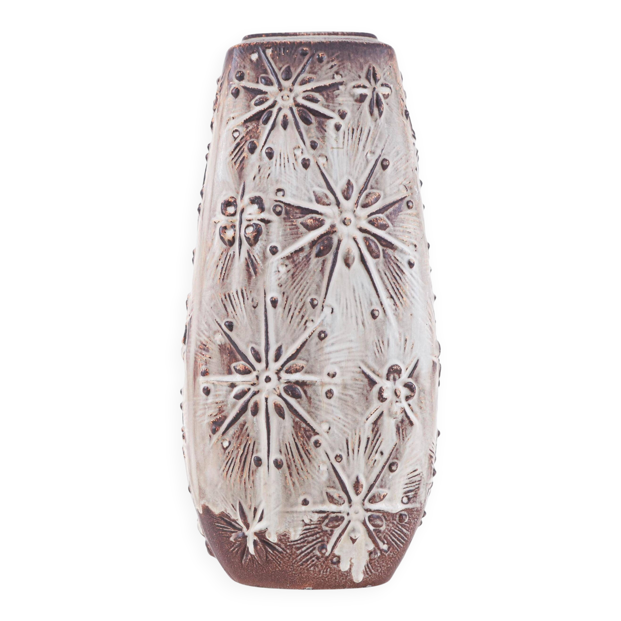 Beige ceramic vase, German design, 1960s, made in West Germany