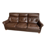 Canapé cuir vintage Jacques Coulon 1960s