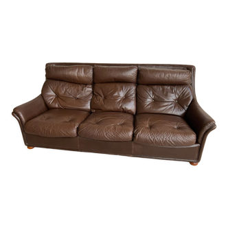 Vintage leather sofa Jacques Coulon 1960s