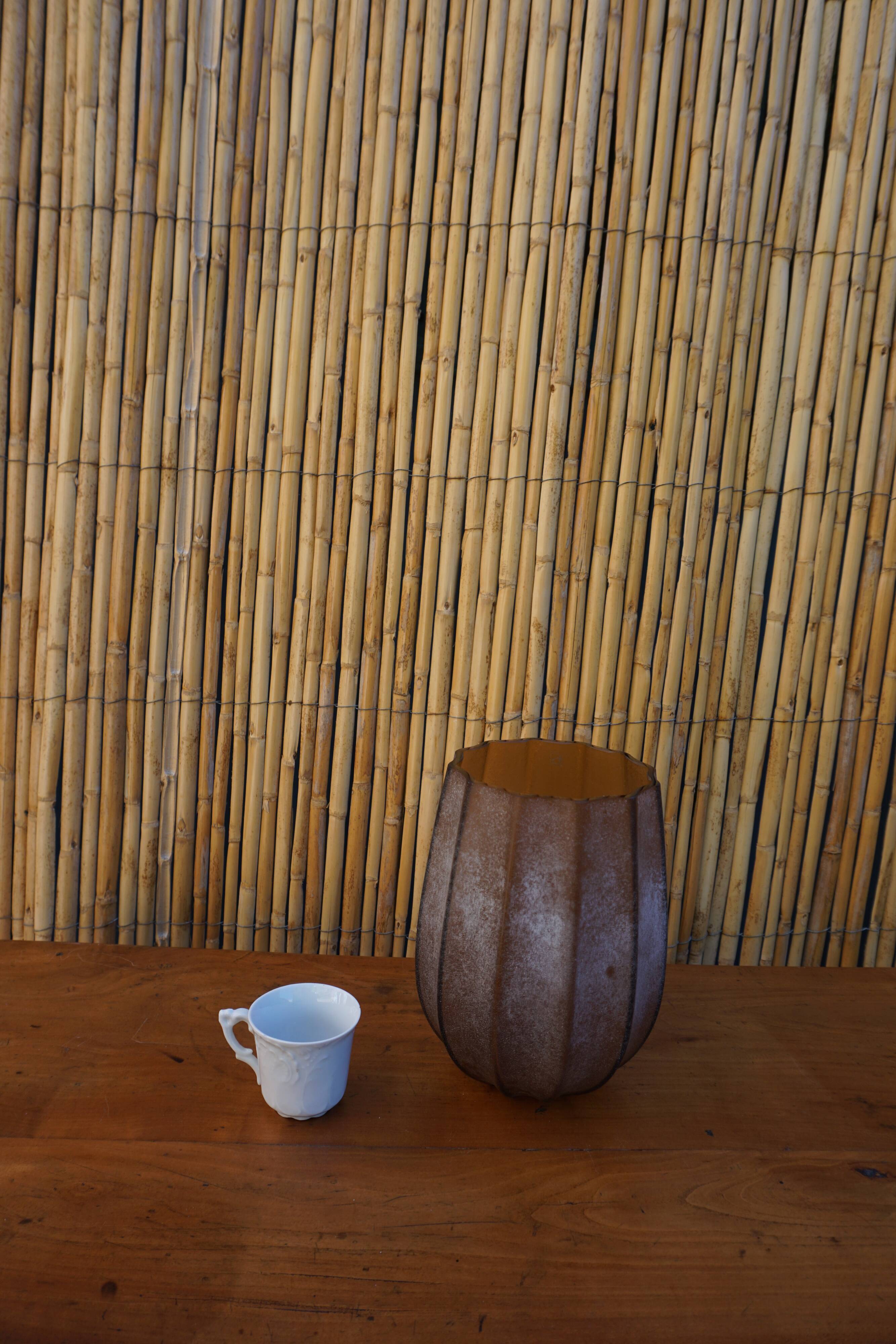 Brown frosted glass vase