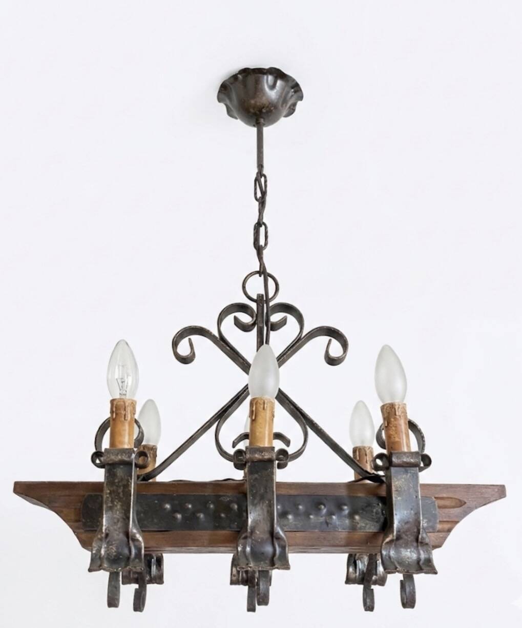 Rustic vintage chandelier from the 1970s.