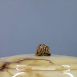 1940s Restored Brass Floor Lamp with  Glass Shade