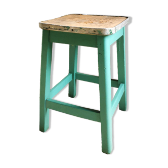 Tabouret vert vintage, années 50