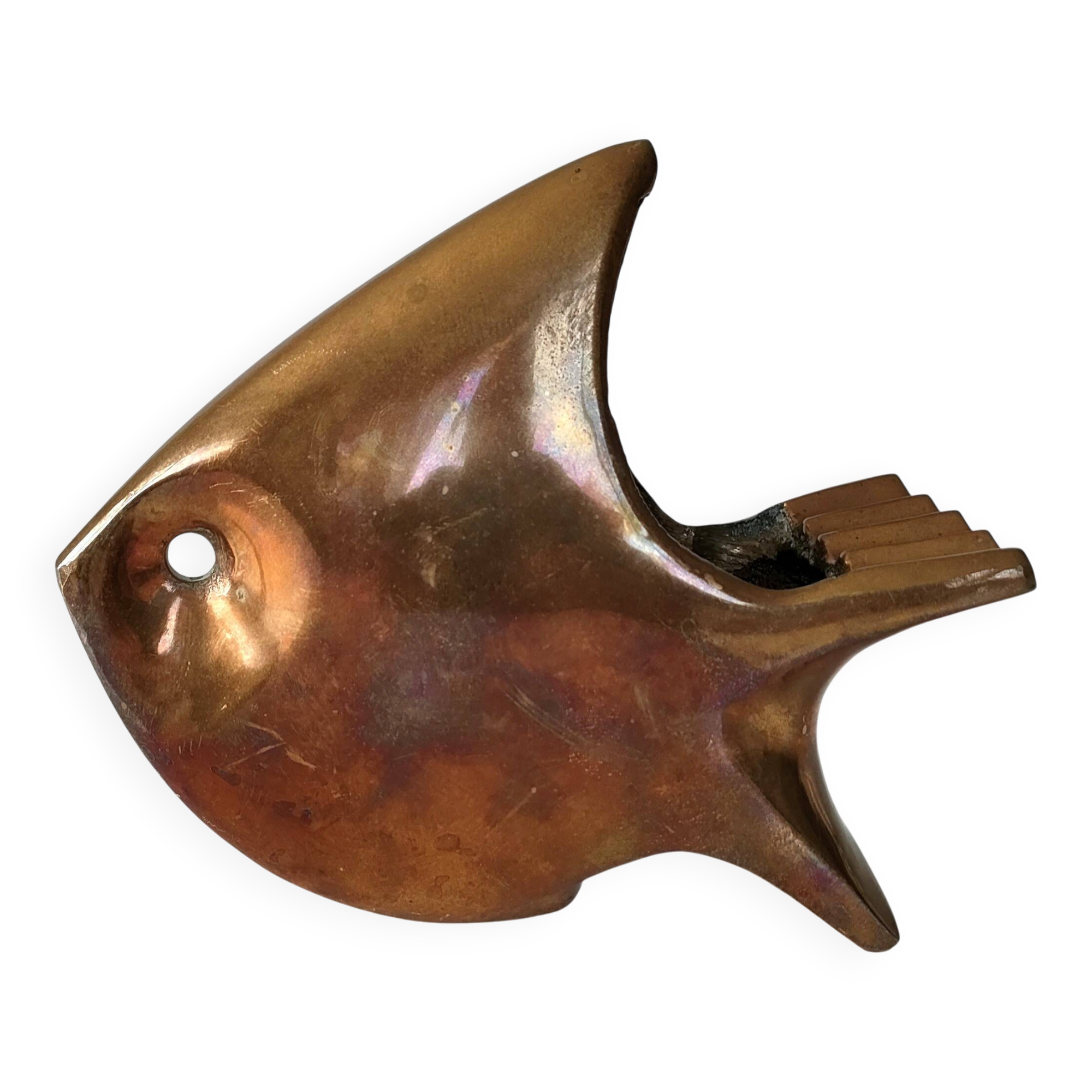 André Bloc - Sculpture/Modernist Ashtray Angel Fish - 50s - Bronze