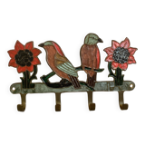 Brass bird and flower coat rack