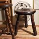 Tripod stool solid wood turned vintage