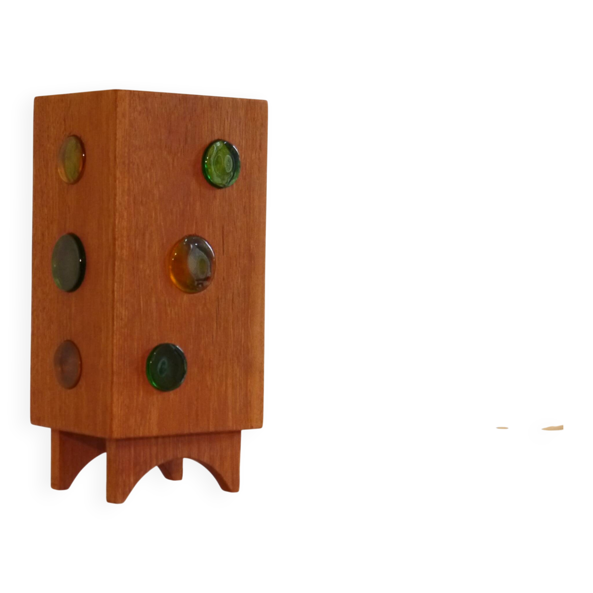 Lampe scandinave en teck et verre 1960