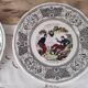 Lot de 6 assiettes à dessert parlantes en porcelaine opaque Gien France Proverbes et Militaires