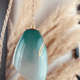 Lampe baladeuse ou suspension abat-jour vintage opaque vert et flammes or