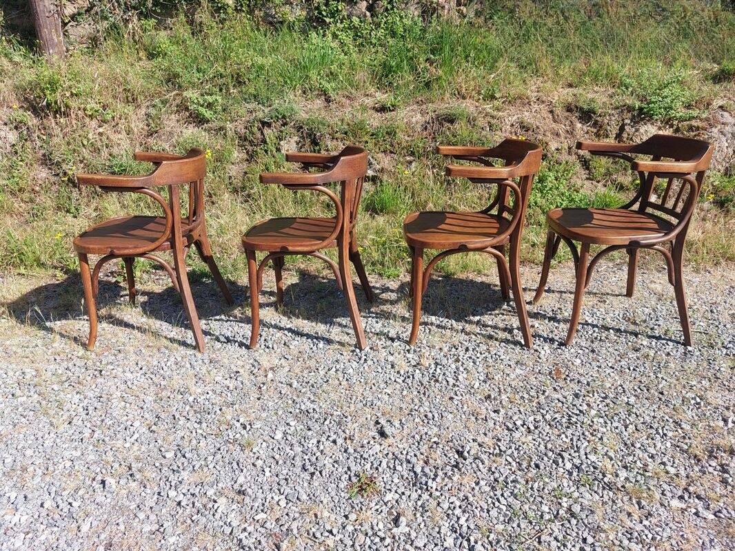 4 Baumann armchairs in bent wood