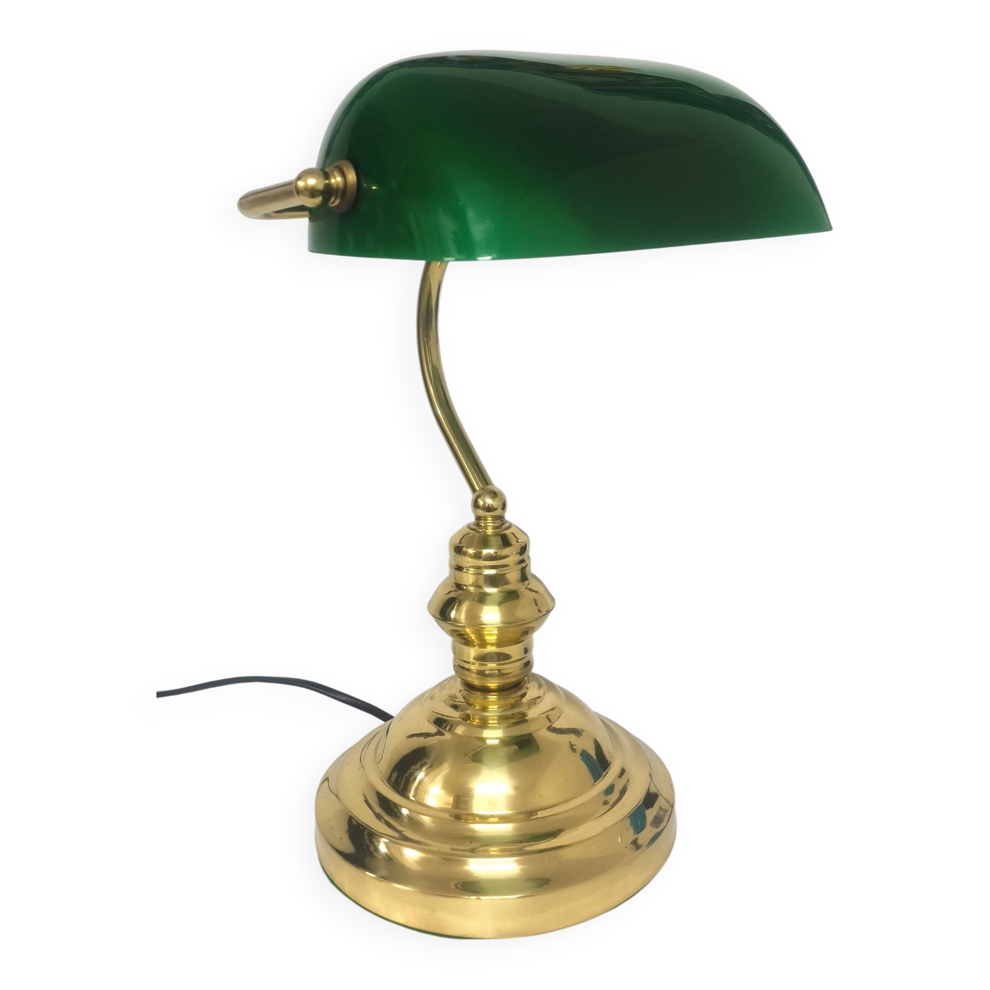 Lampe vintage de banquier en verre opalin vert
