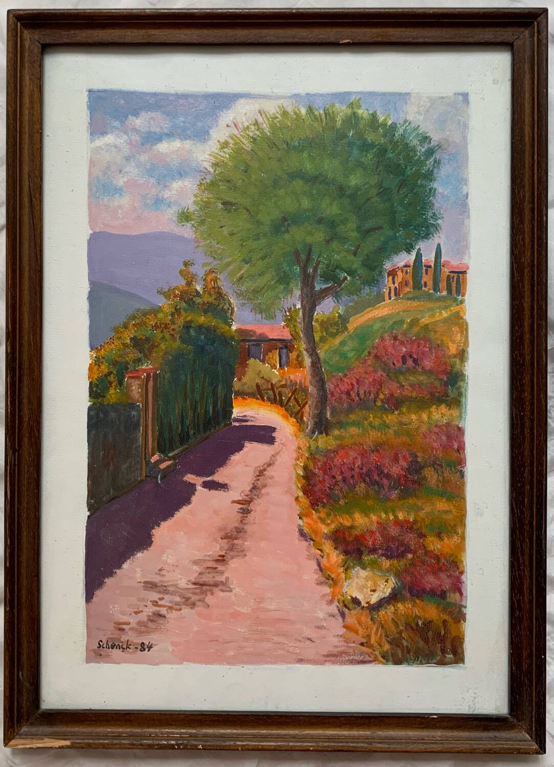 Chemin de Fabron Nice old painting signed dated vintage