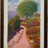 Chemin de Fabron Nice ancien tableau peinture signé daté vintage