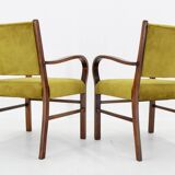 1940s Pair of Restored Beech Art Deco Armchairs ,Czechoslovakia