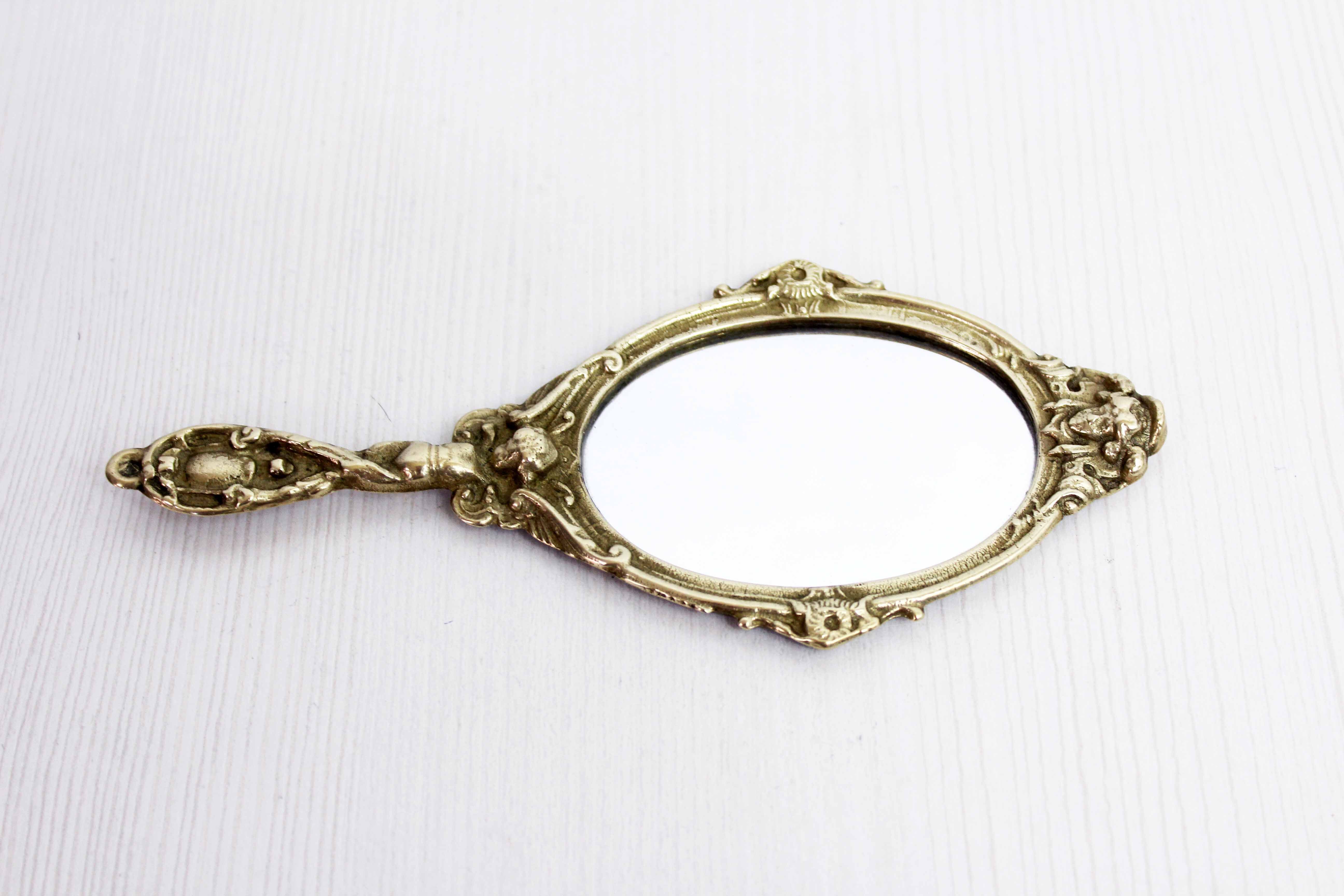 Brass hand mirror 1950