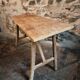Antique French dressing table or writing desk in chestnut and poplar wood, circa 1900
