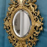 Bronze mirror napoleon III H39x23 decoration with putti and mascaron