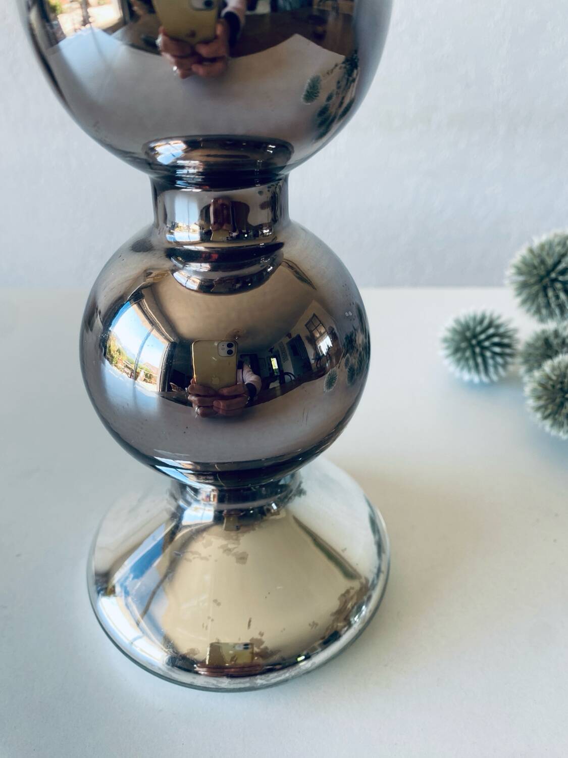 Eglomise glass candle holder