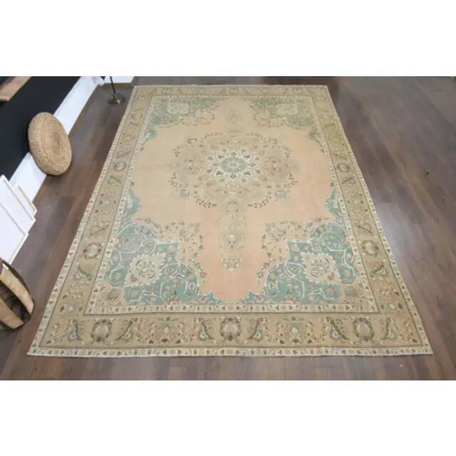 Tapis de zone vintage persan fait main en laine et coton des années 1970 285x397