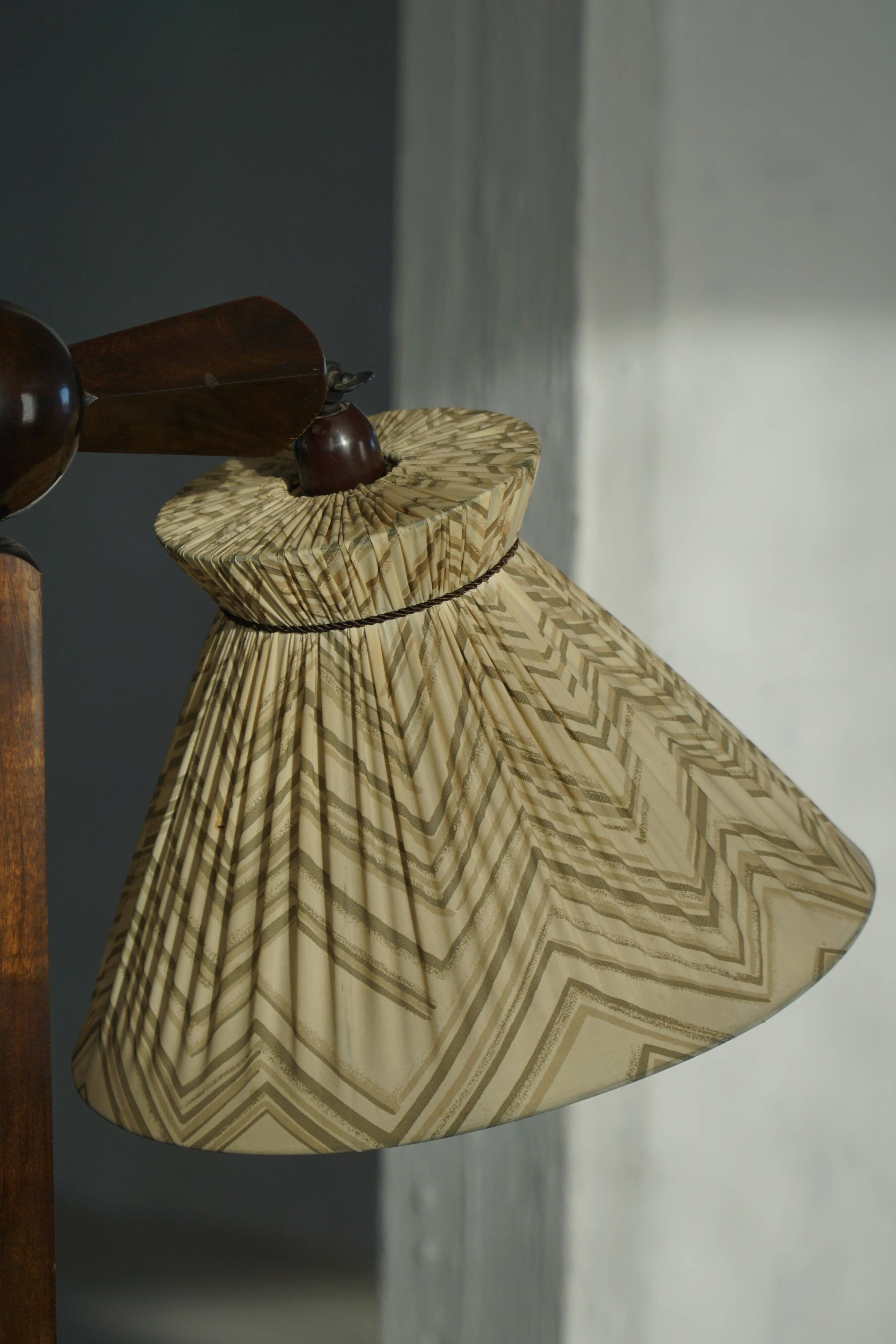 Scandinavian Funkis floor lamp with original shade, Denmark, Art Deco, 1930s