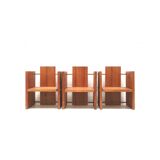 3x Very rare Modernist Brutalist armchair designed by architect Fritz Zeige