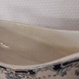 Saucière sur pied en terre de fer bleu/vert modèle "Mignon", H & Cie Sarreguemines