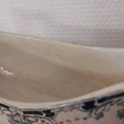 Gravy boat on foot in blue/green iron clay model "Mignon", H & Cie Sarreguemines