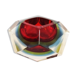 Cendrier rouge et bleu de Flavio Poli pour Seguso en verre de Murano 1960
