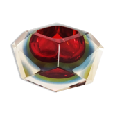 Cendrier rouge et bleu de Flavio Poli pour Seguso en verre de Murano 1960