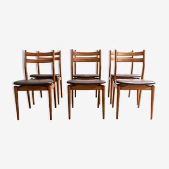 Set de six chaises scandinaves 1960’ en teck