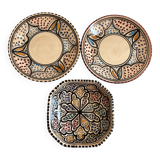 Trio of vintage oriental ceramic plates and ramekin