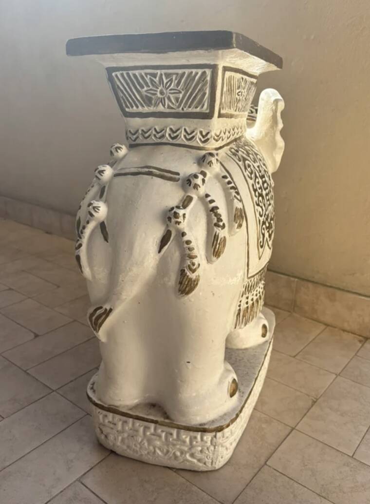 Ceramic elephant stool/stand Hollywood Regency style 1960s