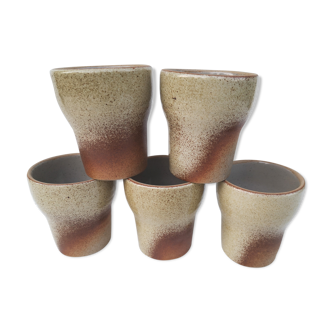 Lot de 5 tasses vintages en grès