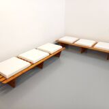 Pair of vintage  Perriand style  pine benches