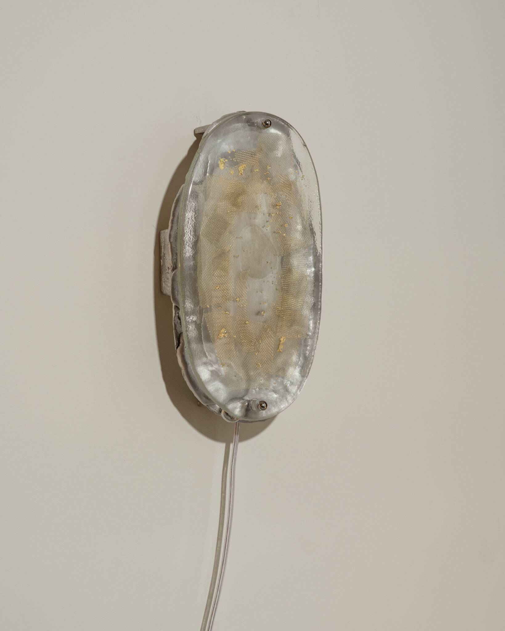 Oval wall light in glass, brass and aluminum No.11