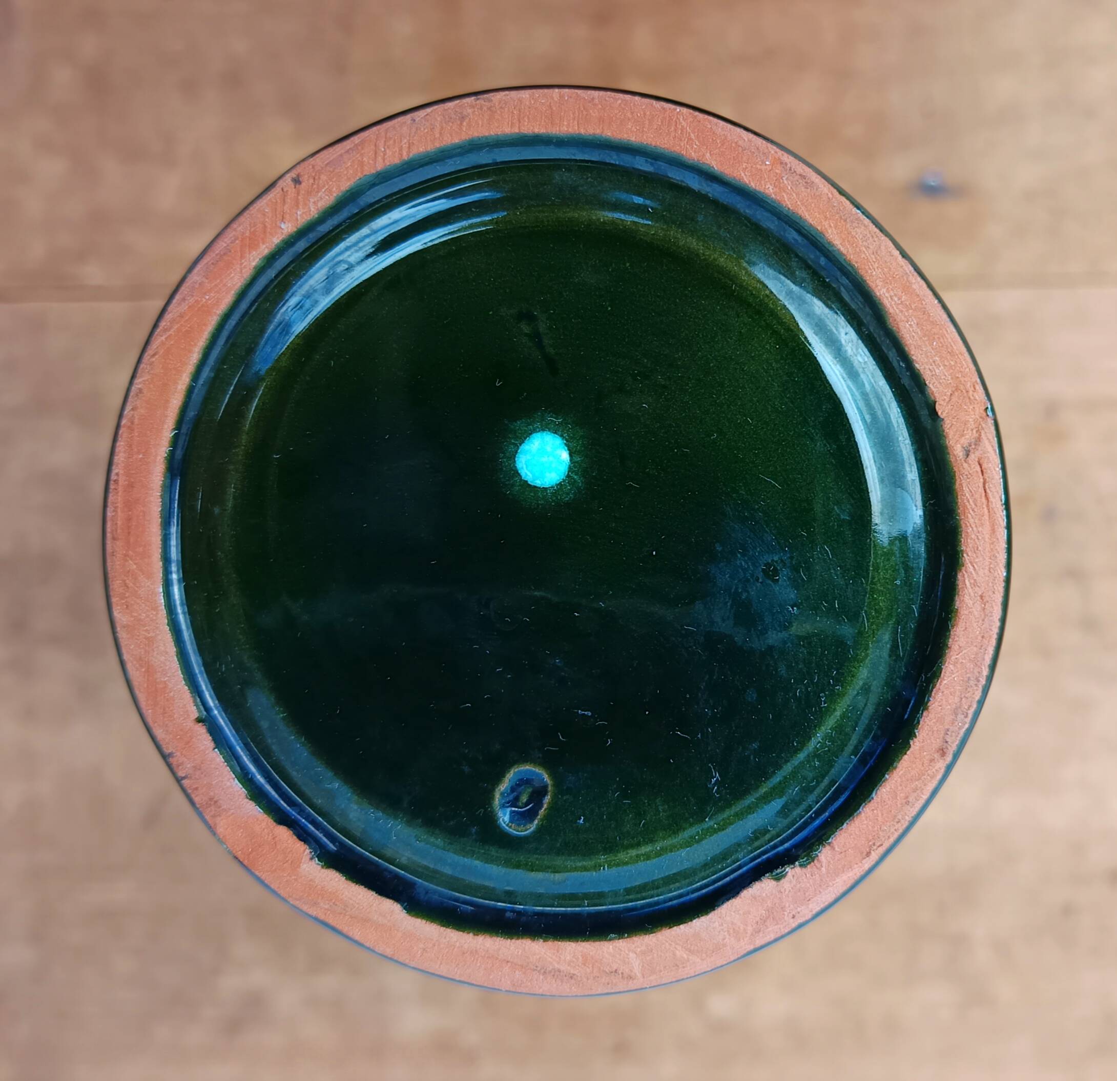 Bottle, vintage soliflore in enamelled terracotta
